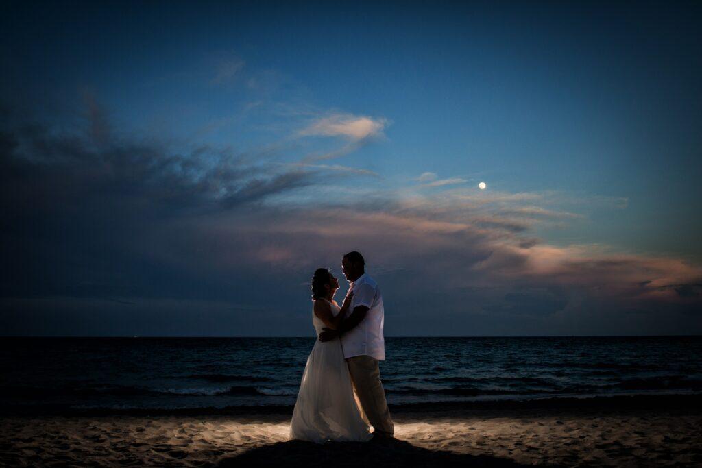 Romantic Dusk Wedding Photos in Hollywood Beach, Florida